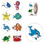 Round Cartoon Marine Life Stickers Assorted